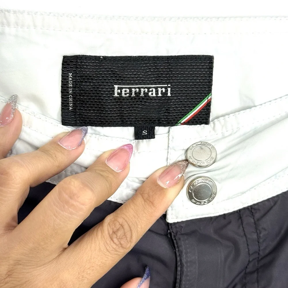 Ferrari Swim Trunks Size S Gray White Mesh Board Shorts‎ Logo Italy Racing Rare
